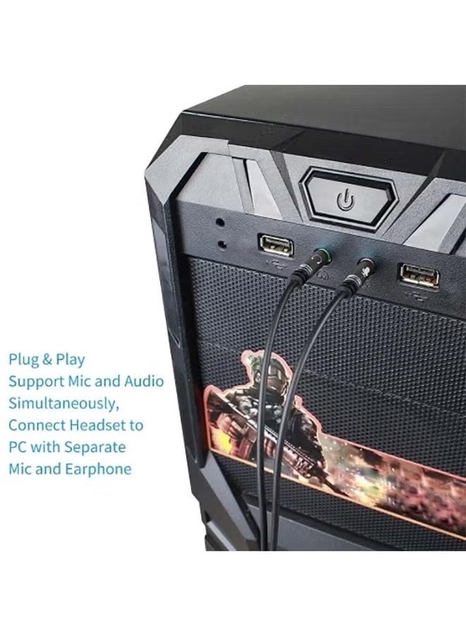 كابل مقسم سماعة وميكروفون من أنثى إلى ذكر باللون الأسود/الذهبي - Image 4